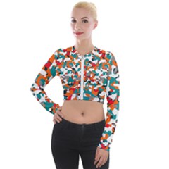 Pop Art Camouflage 1 Long Sleeve Cropped Velvet Jacket by impacteesstreetweareight