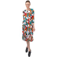 Pop Art Camouflage 1 Ruffle End Midi Chiffon Dress