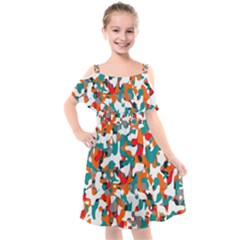 Pop Art Camouflage 1 Kids  Cut Out Shoulders Chiffon Dress