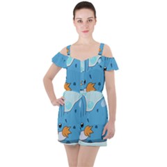 Patokip Ruffle Cut Out Chiffon Playsuit by MuddyGamin9