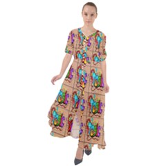 Music 1 Waist Tie Boho Maxi Dress