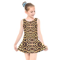 Leopard Skin Kids  Skater Dress Swimsuit by ArtworkByPatrick