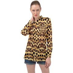 Leopard Skin Long Sleeve Satin Shirt