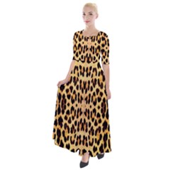 Leopard Skin Half Sleeves Maxi Dress