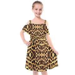 Leopard Skin Kids  Cut Out Shoulders Chiffon Dress