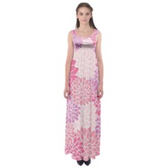 Happy Pink Flowers Empire Waist Maxi Dress by CashewDress