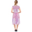 Happy Pink Flowers Cap Sleeve Front Wrap Midi Dress View2