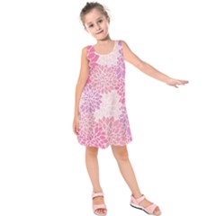 Happy Pink Flowers Kids  Sleeveless Dress