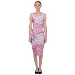 Happy Pink Flowers Sleeveless Pencil Dress by CashewDress