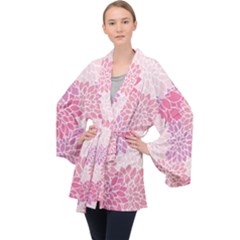 Happy Pink Flowers Velvet Kimono Robe by CashewDress