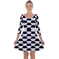 Hexagons Pattern Tessellation Quarter Sleeve Skater Dress by Mariart