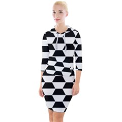 Hexagons Pattern Tessellation Quarter Sleeve Hood Bodycon Dress by Mariart