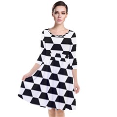 Hexagons Pattern Tessellation Quarter Sleeve Waist Band Dress by Mariart