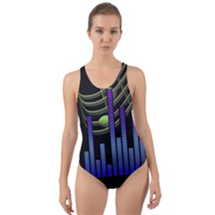 Speakers Music Sound Cut-out Back One Piece Swimsuit