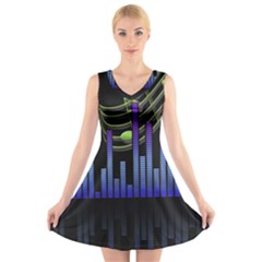 Speakers Music Sound V-neck Sleeveless Dress