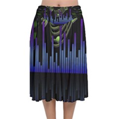 Speakers Music Sound Velvet Flared Midi Skirt by HermanTelo