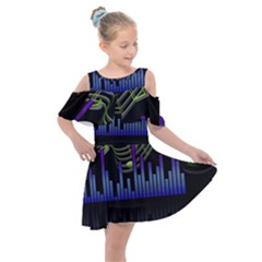 Speakers Music Sound Kids  Shoulder Cutout Chiffon Dress