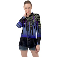 Speakers Music Sound Long Sleeve Satin Shirt