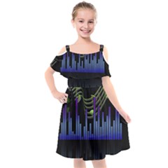 Speakers Music Sound Kids  Cut Out Shoulders Chiffon Dress