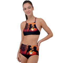 Sunset Horses Shadow High Waist Tankini Set by Bajindul