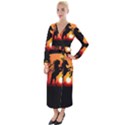 Sunset Horses Shadow Velvet Maxi Wrap Dress View1