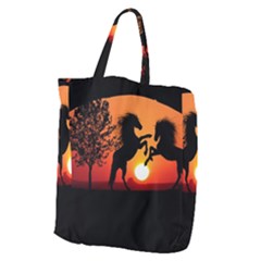 Sunset Horses Shadow Giant Grocery Tote by Bajindul