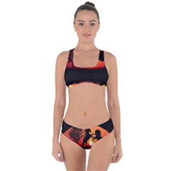 Sunset Horses Shadow Criss Cross Bikini Set