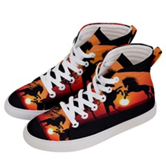 Sunset Horses Shadow Women s Hi-top Skate Sneakers