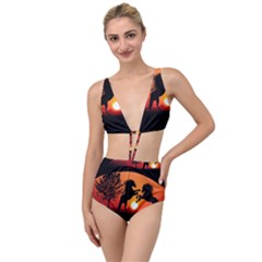 Sunset Horses Shadow Tied Up Two Piece Swimsuit by Bajindul