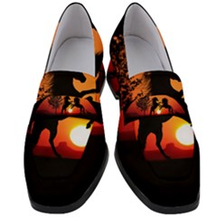 Sunset Horses Shadow Women s Chunky Heel Loafers by Bajindul