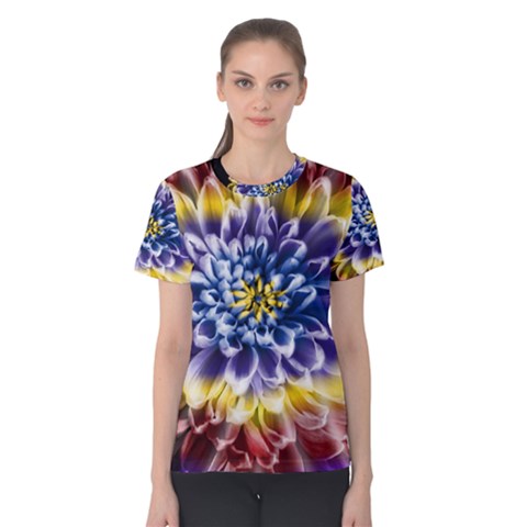 Rainbow Chrysanthemum Women s Cotton Tee by bloomingvinedesign