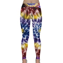 Rainbow Chrysanthemum Classic Yoga Leggings by bloomingvinedesign