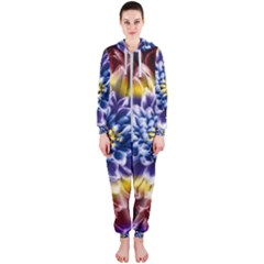 Rainbow Chrysanthemum Hooded Jumpsuit (ladies)  by bloomingvinedesign