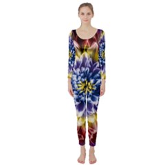 Rainbow Chrysanthemum Long Sleeve Catsuit by bloomingvinedesign