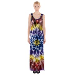 Rainbow Chrysanthemum Thigh Split Maxi Dress by bloomingvinedesign