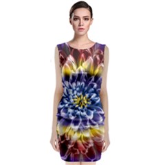 Rainbow Chrysanthemum Classic Sleeveless Midi Dress by bloomingvinedesign