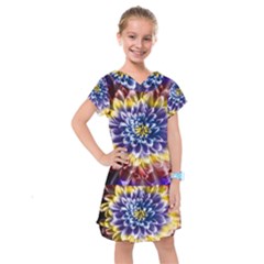 Rainbow Chrysanthemum Kids  Drop Waist Dress by bloomingvinedesign