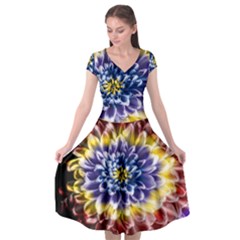 Rainbow Chrysanthemum Cap Sleeve Wrap Front Dress by bloomingvinedesign