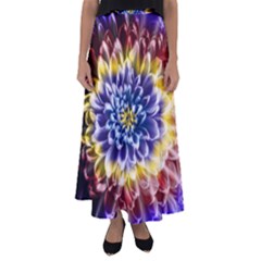 Rainbow Chrysanthemum Flared Maxi Skirt by bloomingvinedesign