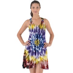 Rainbow Chrysanthemum Show Some Back Chiffon Dress by bloomingvinedesign