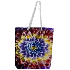 Rainbow Chrysanthemum Full Print Rope Handle Tote (large)