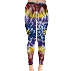 Rainbow Chrysanthemum Inside Out Leggings by bloomingvinedesign