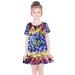 Rainbow Chrysanthemum Kids  Simple Cotton Dress by bloomingvinedesign