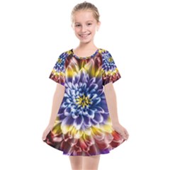 Rainbow Chrysanthemum Kids  Smock Dress by bloomingvinedesign