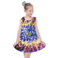 Rainbow Chrysanthemum Kids  Summer Dress by bloomingvinedesign