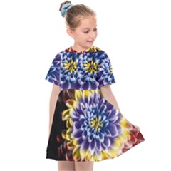 Rainbow Chrysanthemum Kids  Sailor Dress by bloomingvinedesign