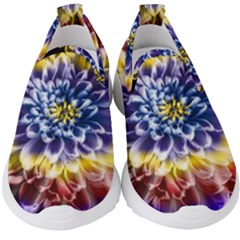 Rainbow Chrysanthemum Kids  Slip On Sneakers by bloomingvinedesign