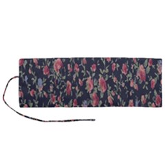 Polka Dotted Rosebuds Roll Up Canvas Pencil Holder (m)