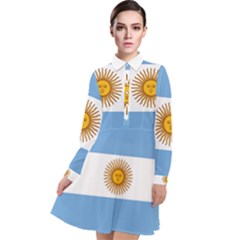 Argentina Flag Long Sleeve Chiffon Shirt Dress by FlagGallery