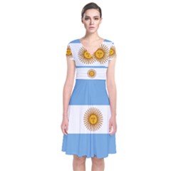 Argentina Flag Short Sleeve Front Wrap Dress by FlagGallery